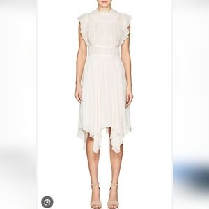 Ulla Johnson Jules Swiss Dot Silk Asymmetric Dress